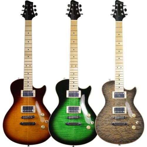 Human electric guitar, peach blossom core body, maple fingerboard, tiger maple veneer, free of freight