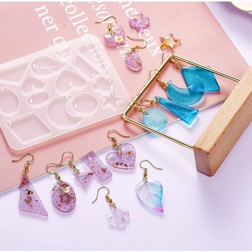 Geometric Pandent Crystal Epoxy Resin Mold Earrings Necklace Pendant Casting Silicone Mould DIY Crafts Jewelry Making Tools