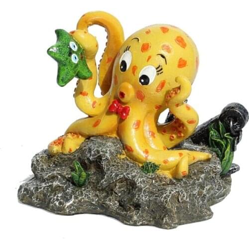 Hot Aquarium Landscape Reptile Resin Simulation Octopus Fish Tank Decor Boat Fish Ornaments Aquarium Accessories