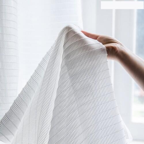 Custom curtain All-match French Simplicity modern Weave cotton white Texture livingroom window blackout curtain tulle M1072