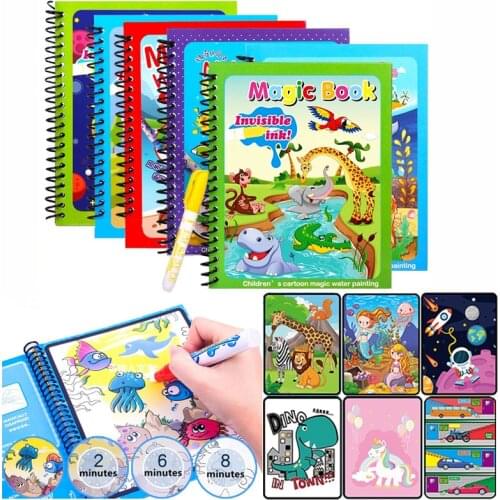 Animal Zoo Princess Magic Water Drawing Book Colorling Mermaid Cartoon Doodle Magic Pen Drawing Board Toys Kids Children Gifts
