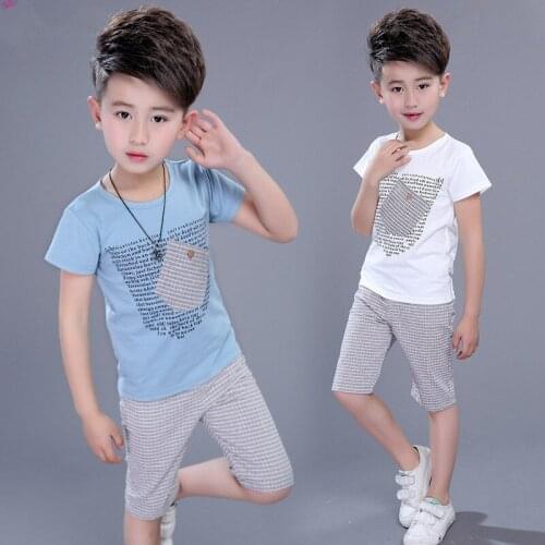 Kids Clothing Sets 2018 Summer Boys Short Sleeve T-shirt +short Pants 2pcs Suit Baby Boy Clothes Set 3-14Y Teenager Boys Summer