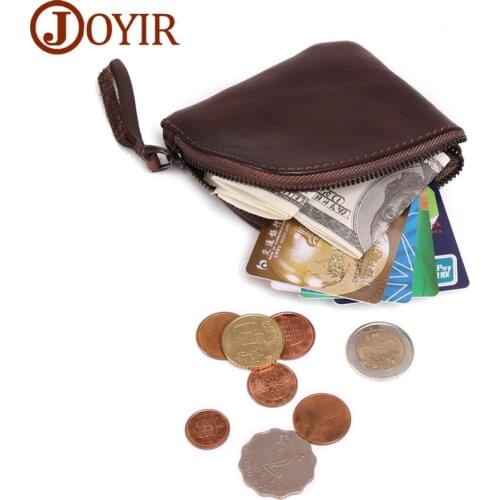 JOYIR Vintage Genuine Leather Coin Purse Men Woman Genuine Cowhide Small Mini Wallets Credit Cards Storage Pocket Bag For Men