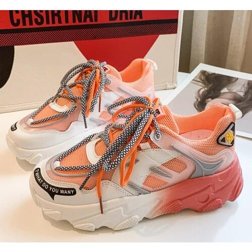Bjakin Sneakers Woman Orange Height Increasing Sport Shoes High Quality Girl Ladies Comfortable Running Shoes Colorful Trainers