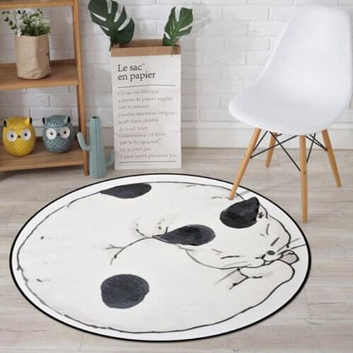 Round Carpets Alfombra Salón Fashion Childrens Bedroom Room Floor Mat Home Computer Chair Rug 카페트 коврик для ванной Cartoon Cat