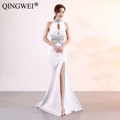 2019 new car model nightclub sexy deep V host fashion fishtail party evening dress, long dress party dress "women dresses