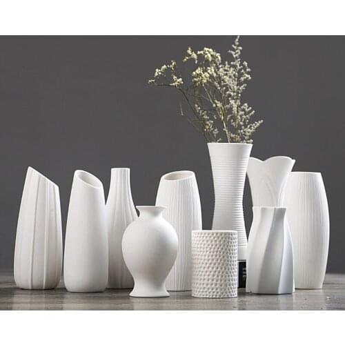 New Ceramic Handicraft White Vase Modern Simple Porcelain Living Room Decoration Home Furnishing Craft Vase flower vase