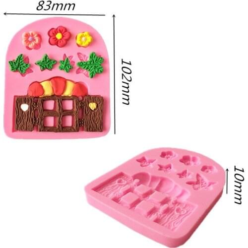 Wholesale Silicone mold K359 Mini Garden flower window shape Decoration Clay mold Fondant cake mould Baking mold