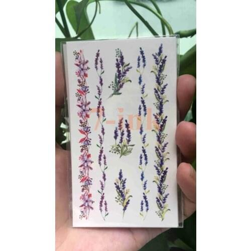 Water Transfer fake tattoo watercolor lavender Ring chain tatoo Waterproof Temporary flash tattoos for woman gril 10.5*6cm