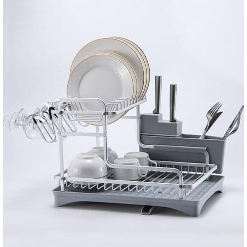 2020 Stainless Aluminum Kitchen Dish Drying Rack Sink Drainer Stand Storage Shelf Organizer Container Accessories Knife Holder