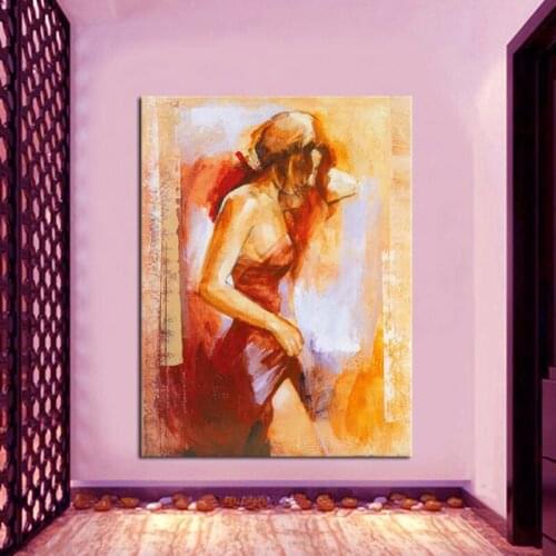 Hand Painted Modern Abstract Canvas Art Sexy Woman Nude Figures Knife Oil Painting Wall Decor Picture Stretched On Wooden