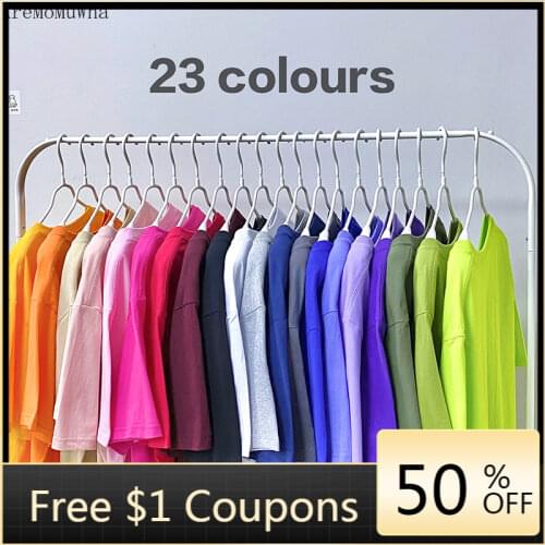 Ins Net Red Solid Color Summer New Candy Color Round Neck Shirt Foreign Style Bf Wind Cotton Short-sleeved T-shirt for Men Women