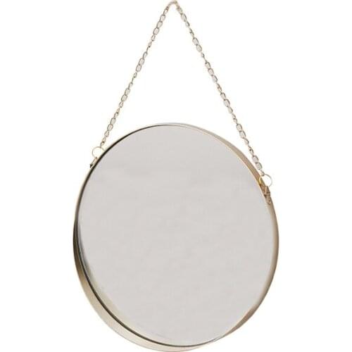 Nordic Metal Bathroom Mirror Round Wall Mount Mirror Ornament Salon Wall Art Toilet Bathroom Decor Hanging Makeup Mirror