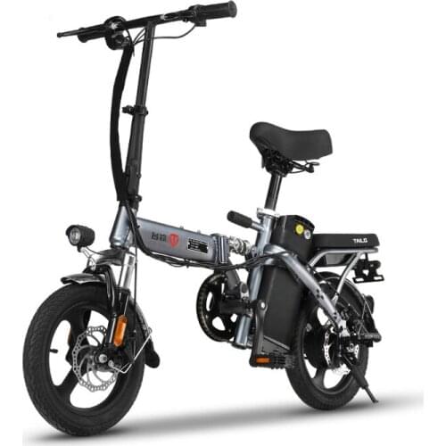 Folding Electric Bicycle Lithium Battery High carbon Steel 48V8Ah 14 Inches