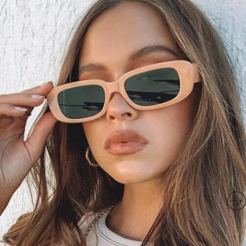 Vintage Orange Sunglasses Rectangle Fashion Popular Women Men Shades Small Square Sun Glasses Ladies Cute Sexy Eyewear Oculos