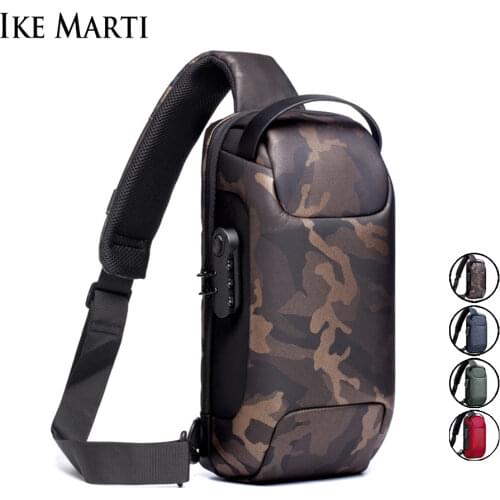 IKE MARTI Shoulder Bag For Men Waterproof USB Male Shoulder Crossbody Bag Anti-Theft Short Travel Messenger Chest Sling Bag