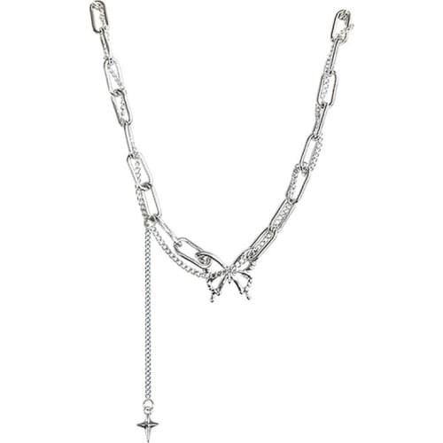 Vintage Women Choker Necklace Pendants Charm Necklaces Butterfly Tassel Choker Chain Short Necklace For Girls Fashion Jewelry