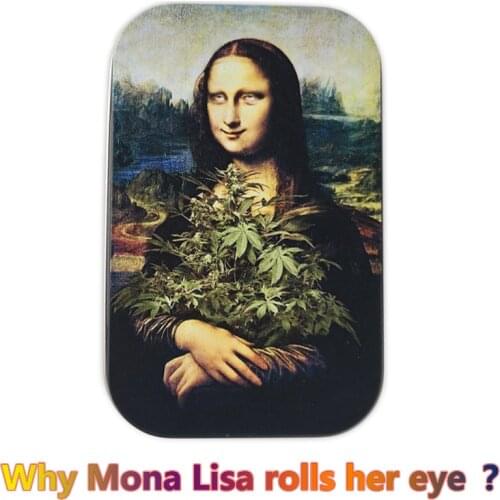 Funny Mona Lisa Fashion Tin Storage Box Tobacco Box humidor rolling paper box Cigarette Case weed herb accessories Sundries