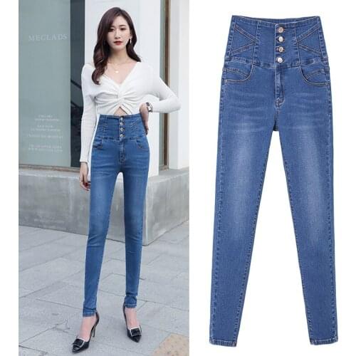 Women jeans denim stretch bottom skinny trousers fashion pants new 2021 slim-fit jeans cowgirl trousers plus size S-4XL