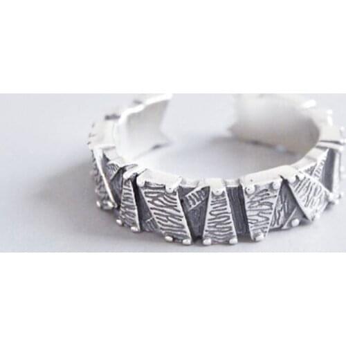 Sole Memory Personality Retro Thai Silver Geometry Triangle Fashion 925 Sterling Silver Female Resizable Opening Rings SRI374