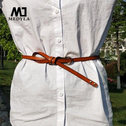 MEDYLA New Arrival Womens Fashion Girls Knot Belts Brand 100% Genuine Leather Famale Straps for Women Dress Sweat Luxury Belt