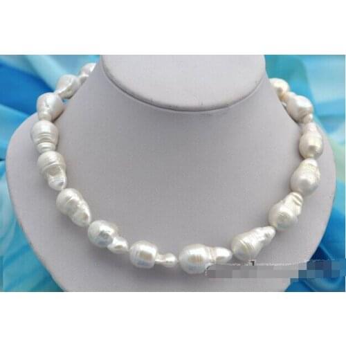 Women Gift word Love Free shipping FREE shipping>17.5"25mm baroque white reborn keshi pearl necklace 6.07