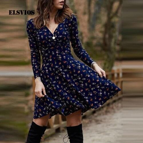 Women Spring Autumn Plus Size Dress Elegant Floral Print V Neck Long Sleeve Slim A-line Dress New Fashion Lady Party Dresses 5XL