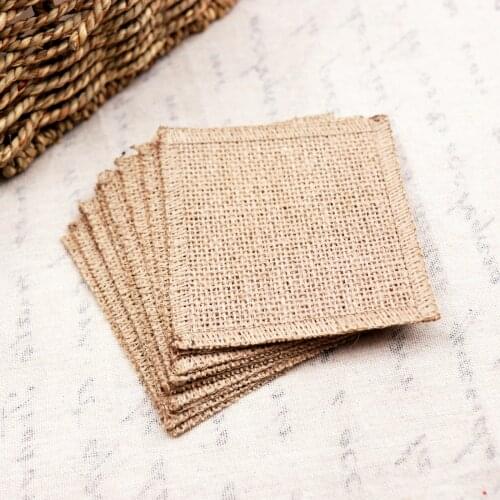 10*10cm/30*40cm Natural Burlap Placemats Nature Jute Woven Table Mats Kitchen Table Wedding Party Decoration Mats Accessories