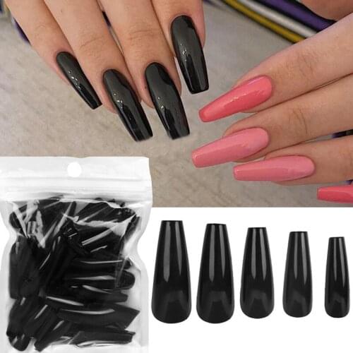 100Pcs Muti-color False Nails Full Cover Press Long Ballerina Candy Color False Nail Tips Nails Fake Manicure Nail Extensions