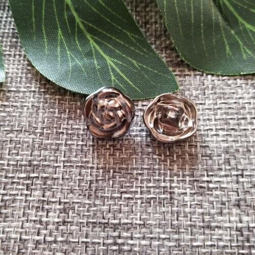 30pcs/lot Rose Flower Buttons Sewing-On One-Hole Metal Buttons For Clothes Bag Fashion Craft DIY Decoration Beautiful 12mm