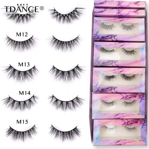 TDANCE Wholesale 5-100 Pairs Natural Long Mink Lashes 12mm-16mm Soft Messy Real Mink Eyelash Reusable Makeup Lash Faux Cils