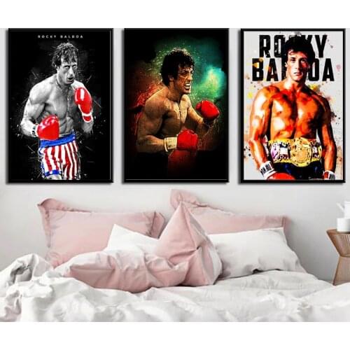 Watercolor Abstract Rocky Balboa Boxing Bodybuilding Canvas Painting Posters Prints Wall Art Motivational Picture for Home Decor