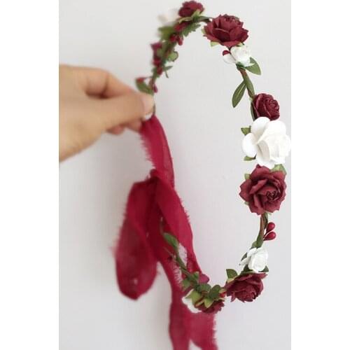 Free Shipping Christmas Dark Red Paper Flower Crown