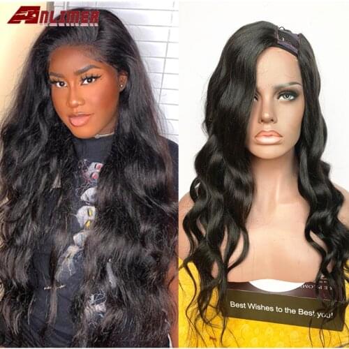 Side Part U part Wig Body Wave Pre Plucked 180 Density Wavy Brazilian Remy Glueless U Part Human Hair Wig Anlimer