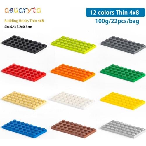 Aquaryta 22pcs Thin4x8 Building Blocks Parts Compatible Assembles Particles DIY LOGO Educational Creative Toys gift for Children