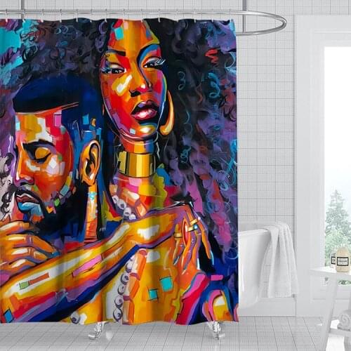 Hot Art Graffiti Art Hip Hop African Girl Shower Curtains Bathroom Curtain Frabic Waterproof Mildewproof Polyester Bath Decor