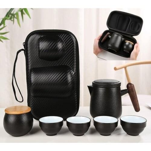 Ceramic Portable Teapot Chinese Travel Kung Fu Tea Set Porcelain Teaset Gaiwan Tea Cups Ceremony Tea Pot Office Business Gifts