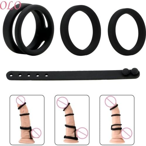 OLO Penis Rings Delay Ejaculation Penis Enlargement Chastity Cage Sex Toys for Man Silicone Cock Rings Male Masturbation