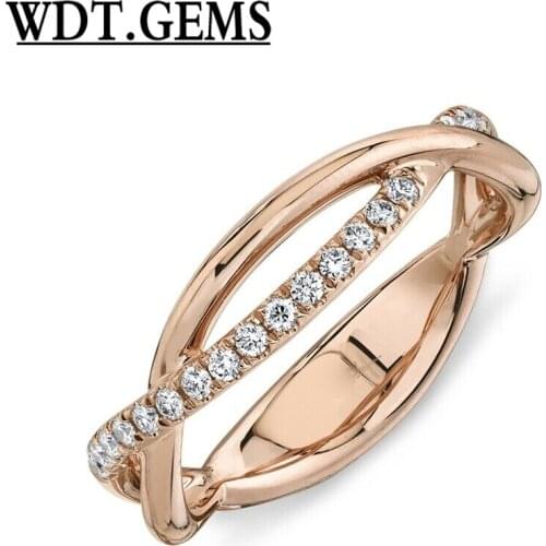 10K White Gold Diamond Infinity Twist Ring Braid Round Cut Natural Womens 0.17ct