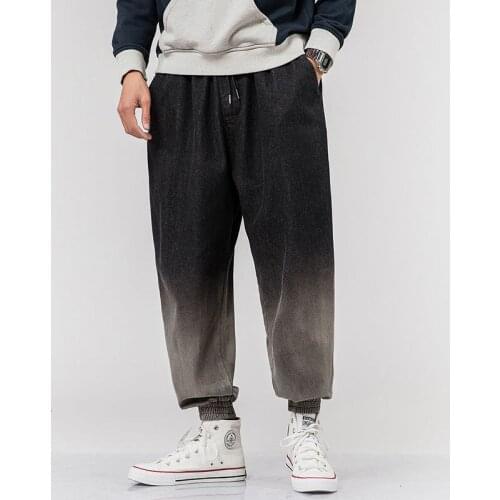 Korean Fashion Casual Denim Pants Spring Loose Mens Oversized Pants Corset Black Jeans Men Fashion Brand Free Shipping