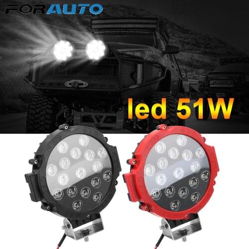 7 inch LED Light Bar 51W Round LED Work Light Spot Beam 4x4 Off Road Driving Light Fog Lights For Truck Tractor Car Boat