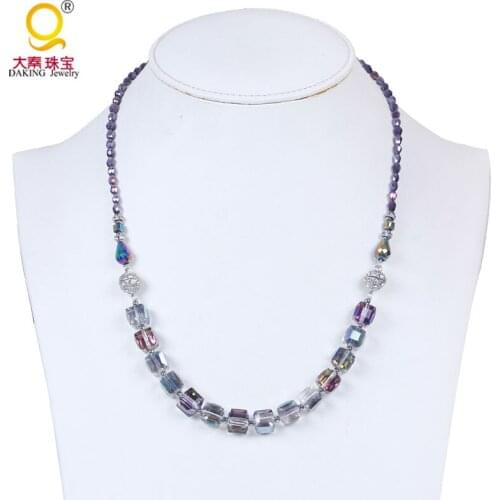 Fashion strand crystal beaded necklace with double magnetic clasp crystal choker necklace & crystal bracelet jewelry