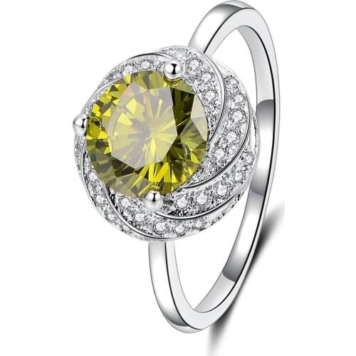 Fashion Engagement Rings For Women Princess Wedding Rings Olive Green Champagne Purple Pink Round Cz zircon Crystal Jewelry Gift