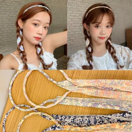 MueRaa 1 pc Pearls Elegant Women Ribbon Bandage Headband Hairband Fashion Flower Printted Korean Style Hair Accessories Headwear