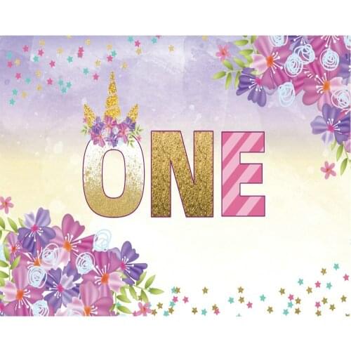 Cartoon Purple Flower Stars Birthday Party Backdrop Baby Shower Room Decor Photo Booth Studio Prop