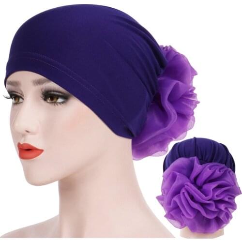 Muslim women head scarf turban solid cotton flowers inner caps for hijab femme musulman India wrap head bonnet ready to wear