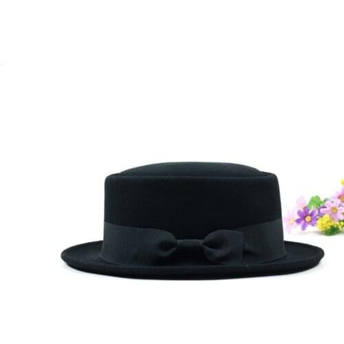 Dwayne Black Flat Bowler Men Fedora Pure Wool Male Jazz Hat For Man Gentlman Winter Autumn England Style Woolen Felt Fedora Cap