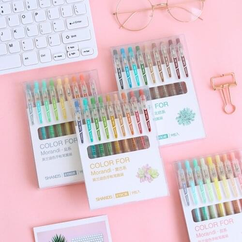 0.5 mm Colorful Gel Pen Sets Press-type Color Gel Pens Multifunction Signing Pen 9 Pcs Painting Graffiti Pens