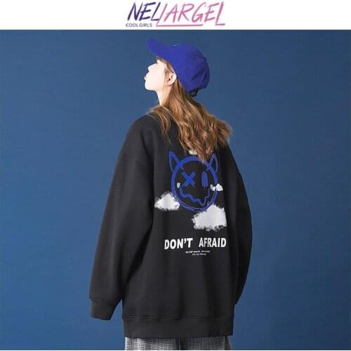 NELLARGEL Women Designer Harajuku Funny Hoodies 2021 Female Vintage Japanese Streetwear Y2k Sweatshirts Girl Causal Baggy Hoodie