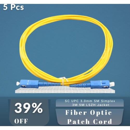 Low Price High Quality 5PCS SC UPC Fiber Optic Patch Cord 3M 5M Single Mode Simplex 3.0mm FTTH Jumper Cable